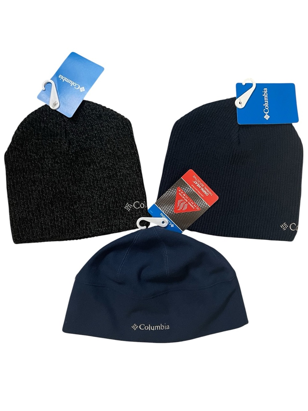 NWT Columbia Unisex Skull Beanie Trio - Navy and Dark Gray Kid’s or Petite Adult
